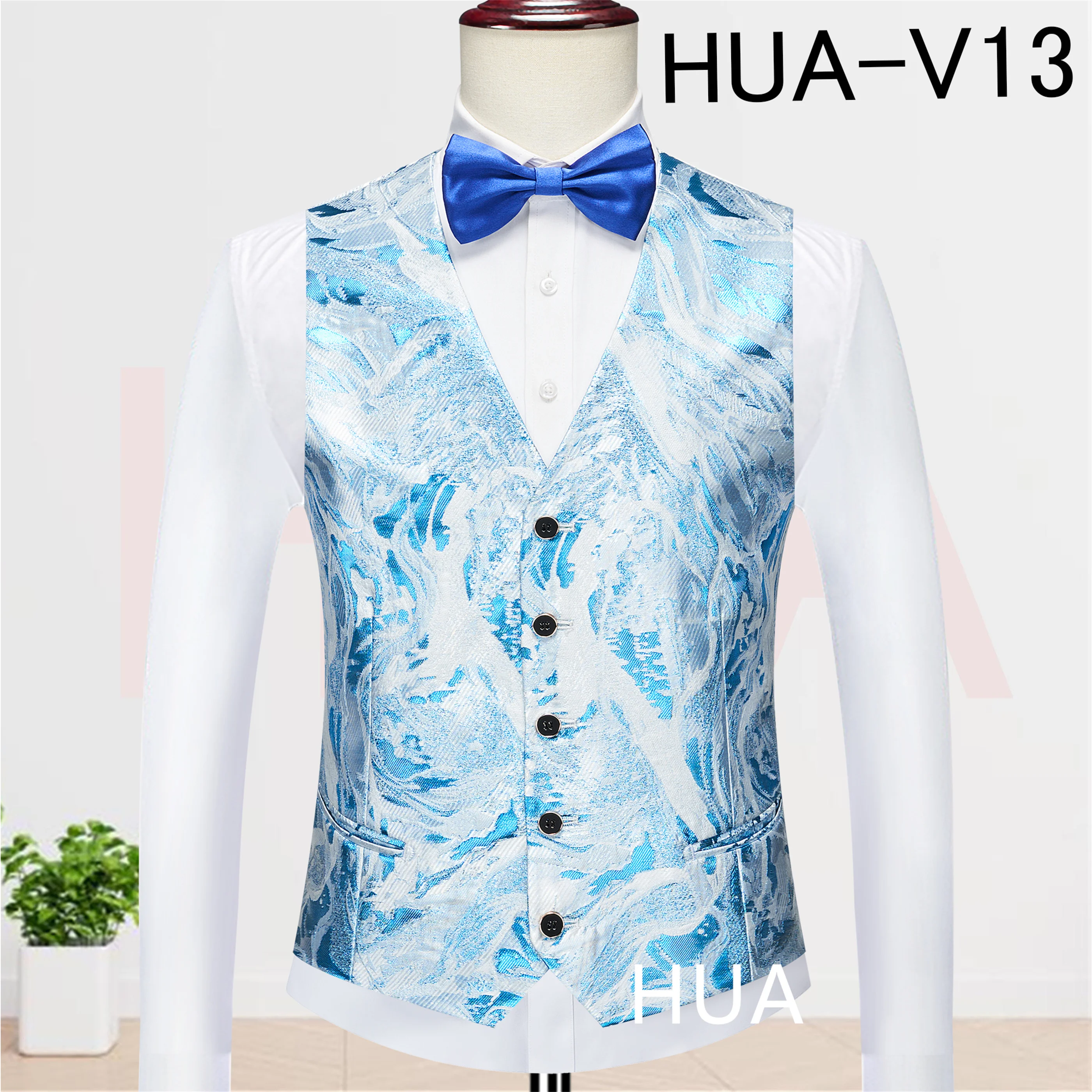 

Thorndike 2026 High Quality Jacquard Men Vest White Black Patterns Waistcoat Sleeveless Jacket Formal Party Performance Vest