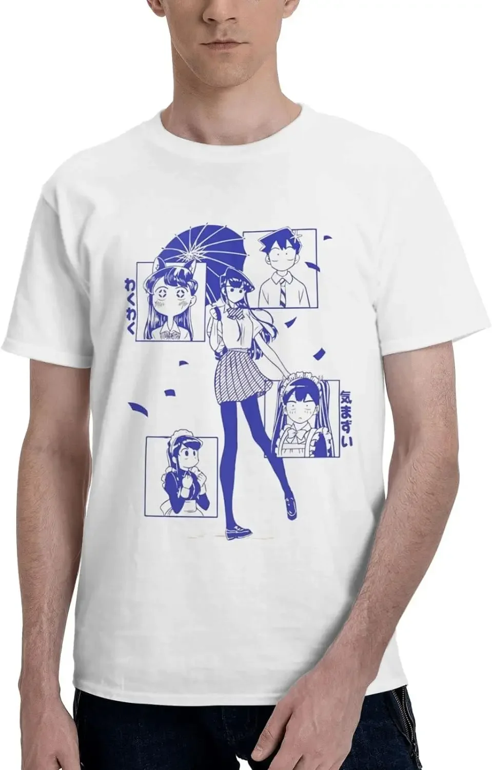 Anime Komi Can't Communicate T Shirt Men's Summer Cotton Tee Comfort O-Neck Short Sleeve Clothes