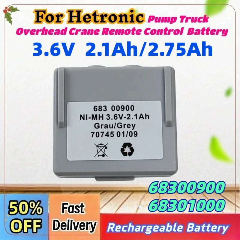 3.6V 68300900 68301000 2.1Ah/2.75Ah Ni-MH Battery for Hetronic Pump Truck Overhead Crane Koda Wet Spray Machine Hyde RC Battery
