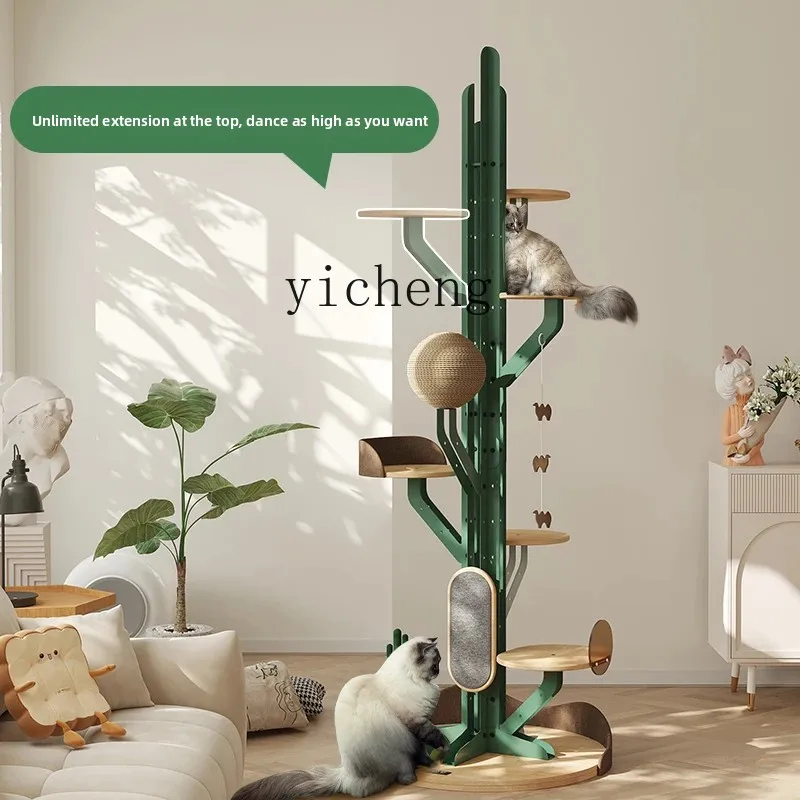 

ZYA Solid Wood and Iron Art Combined Cat House Integrated Cat Toy Supplies Claw Grinding home accessories