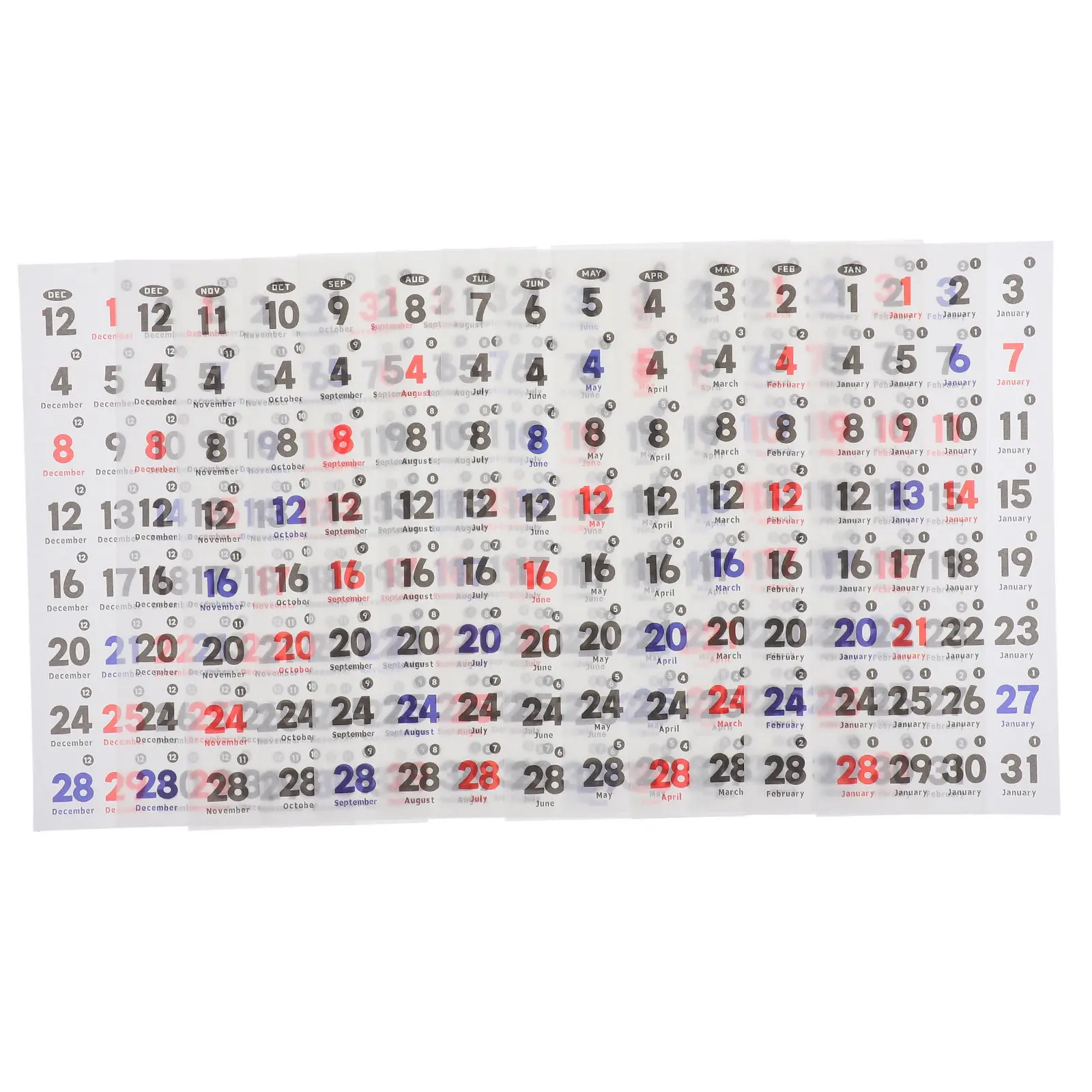 1Set Perpetual Calendar Date Stickers Washi Paper Tear-Off Daily Planner Stickers for Journals Notebooks Calendars Organizers