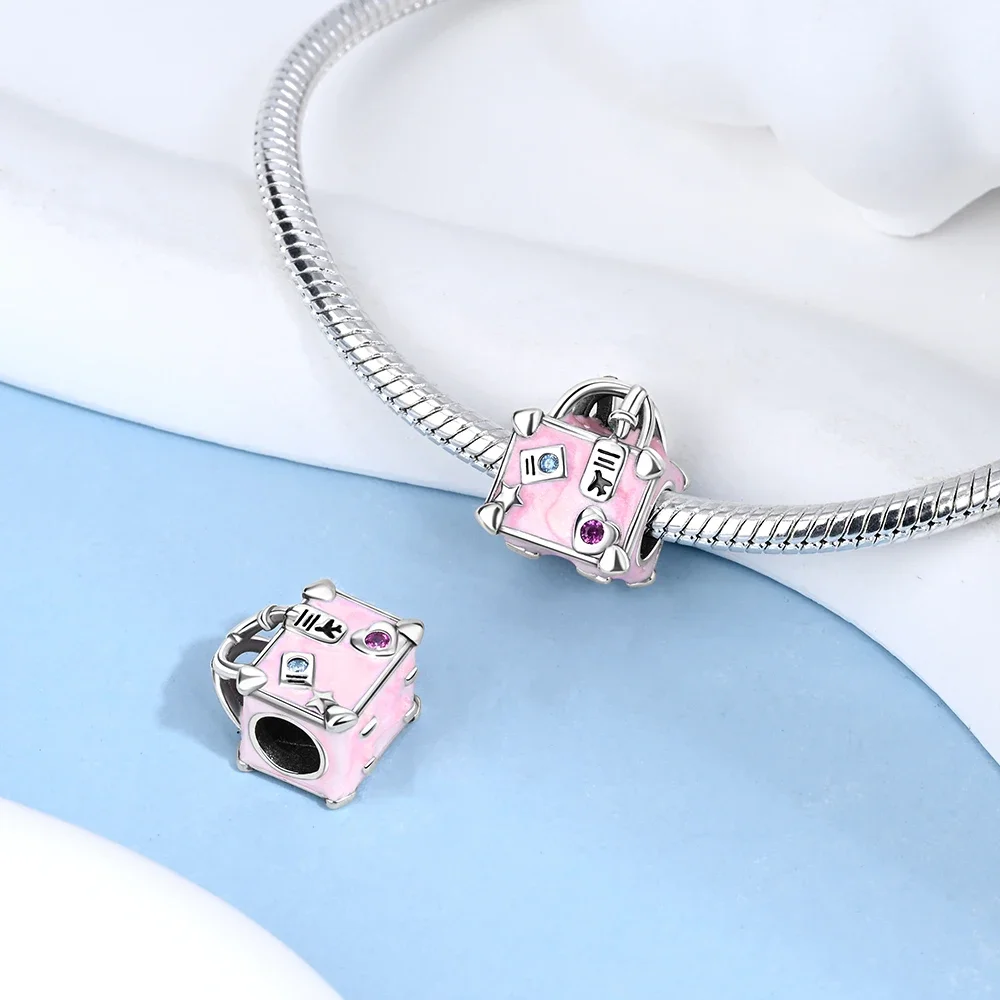 Beaded 925 Sterling Silver Lifestyle Series Chips Luggage Bag Watch Charm Fit Pandora Bracelet Diy Jewelry Accessories Gift view 5