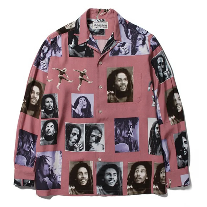 WACKO MARIA People Trendy Prints High Street Loose Hip Hop Japanese Mens Womens Hawaii Long Sleeve Shirt