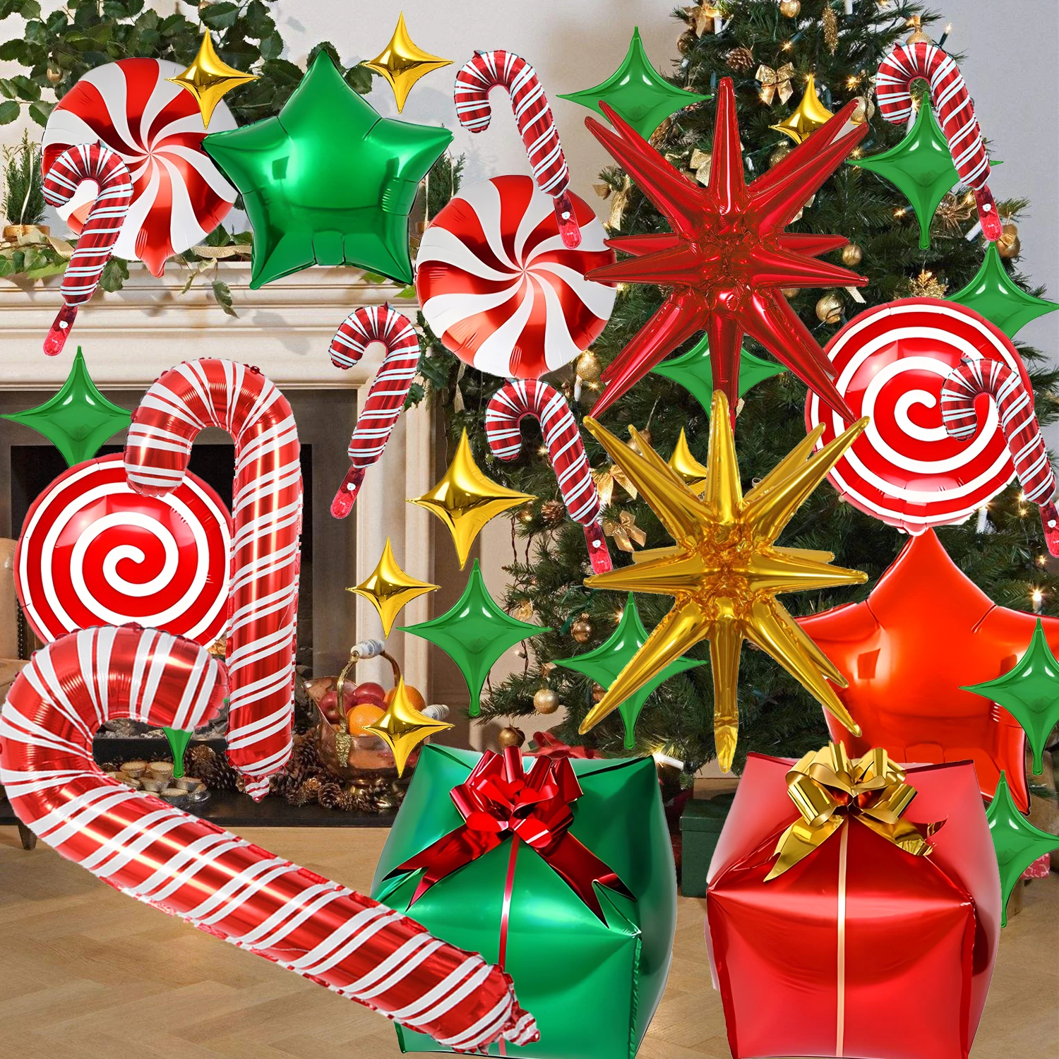 40cps Christmas decorations, aluminum foil balloons, Christmas gifts, canes, candies, outdoor decorations, Christmas parties - Image 6