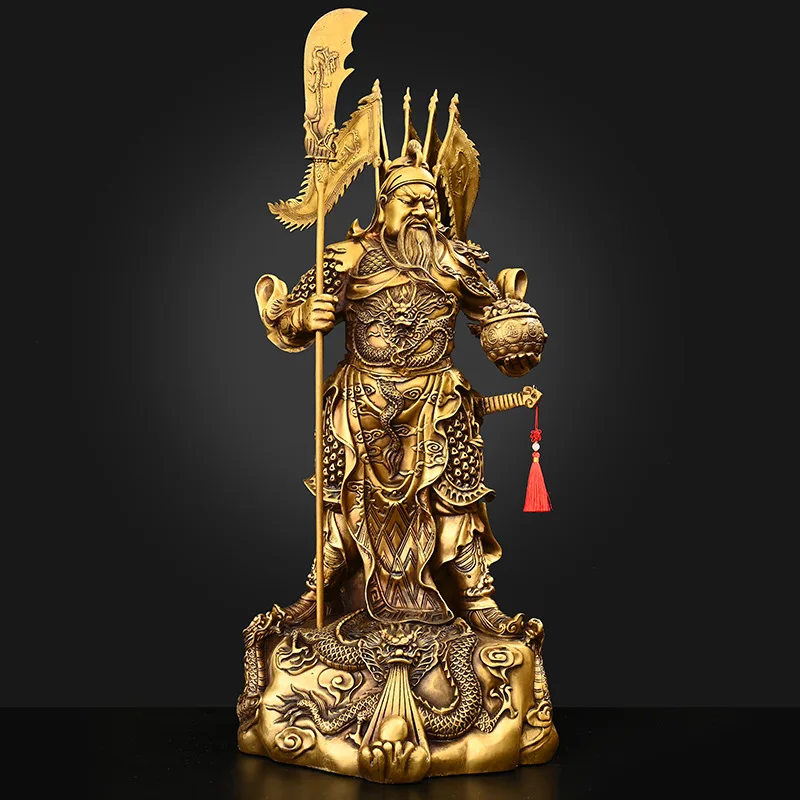 Pure Copper Tobao Guan Gong Ornaments Kowloon Vertical Knife Lord Guan the Second God of War and Wealth Statue Home Store Openin