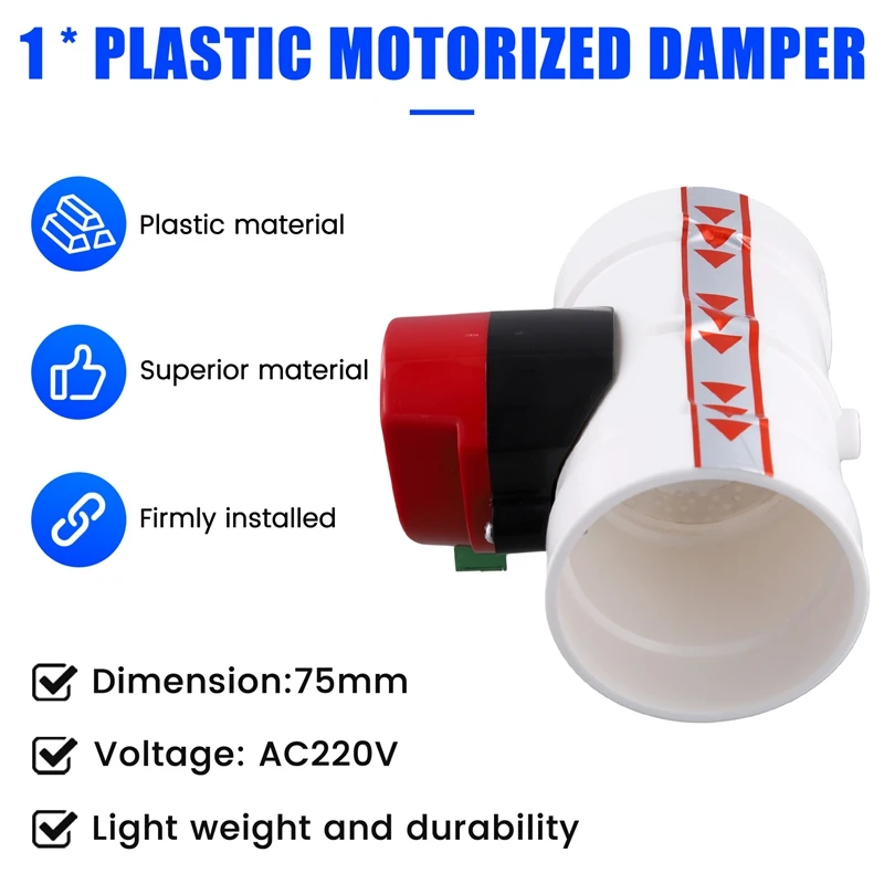 AT14 Plastic Motorized Damper PVC Check Valve Air Duct Volume Controller For Ventilation Pipe 220VAC