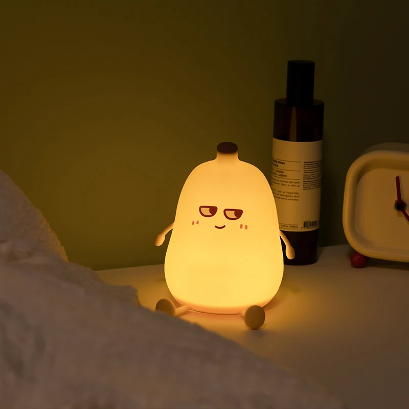 Cute Night Light Cheese Banana Egg Ice Cream Duck Silicone Lamp Phone Holder USB Rechargeable Christmas Birthday Gift Boys Girls