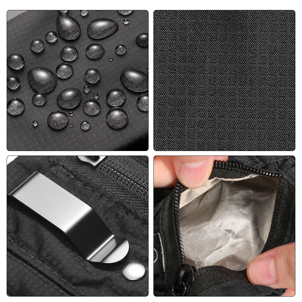 1 x Mini-Geldbörse, einfache Stofftasche mit Reißverschluss und Gürtelclip, nicht geflochtener RFID-blockierender Geldbeutel-Organizer für Bargeld und Münzen – Detail 6