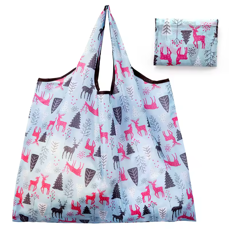 BIG Eco-Friendly Folding Shopping Bag Reusable Portable Shoulder Handbag for Travel Grocery Fashion Pocket Tote - Image 8