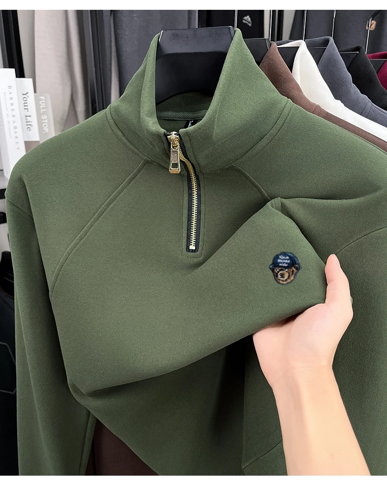 المبيعات الساخنة الكرتون الدب التطريز سستة البلوز ضوء العلامة التجارية الفاخرة الرجال هوديس جديد الخريف موضة بسيطة ملابس رجالية غير رسمية #4