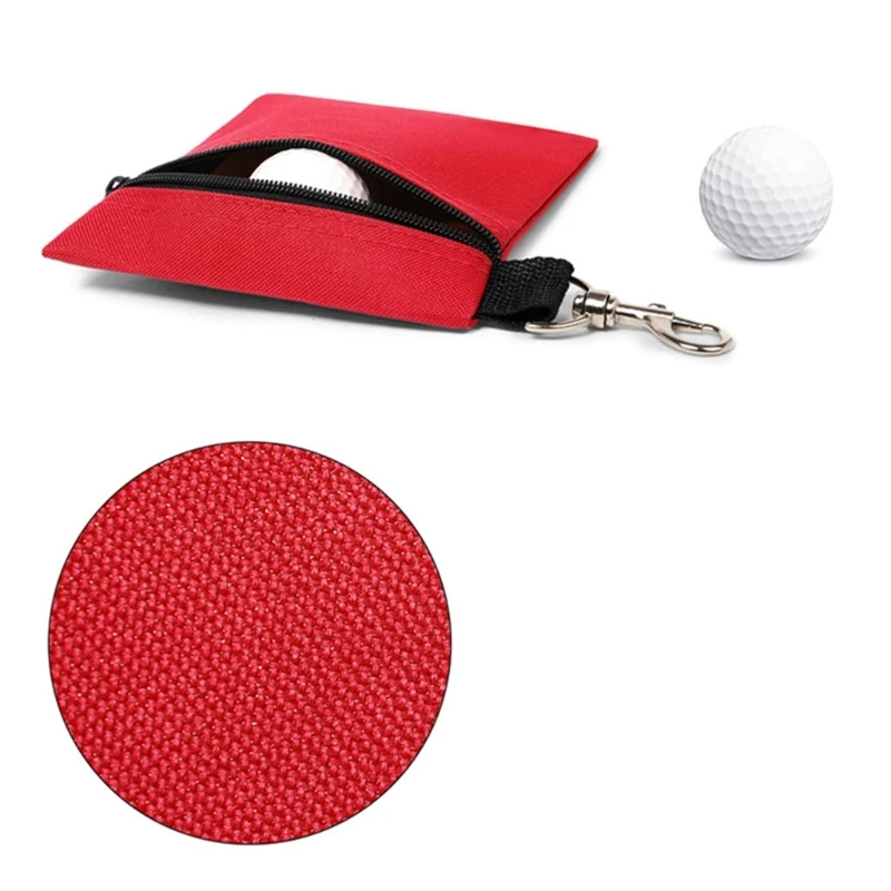 Portable Golf Waist Zipper Golf Ball Storage Bag Nylon Golf Storage Bag with Carabiner Gift for Men Women