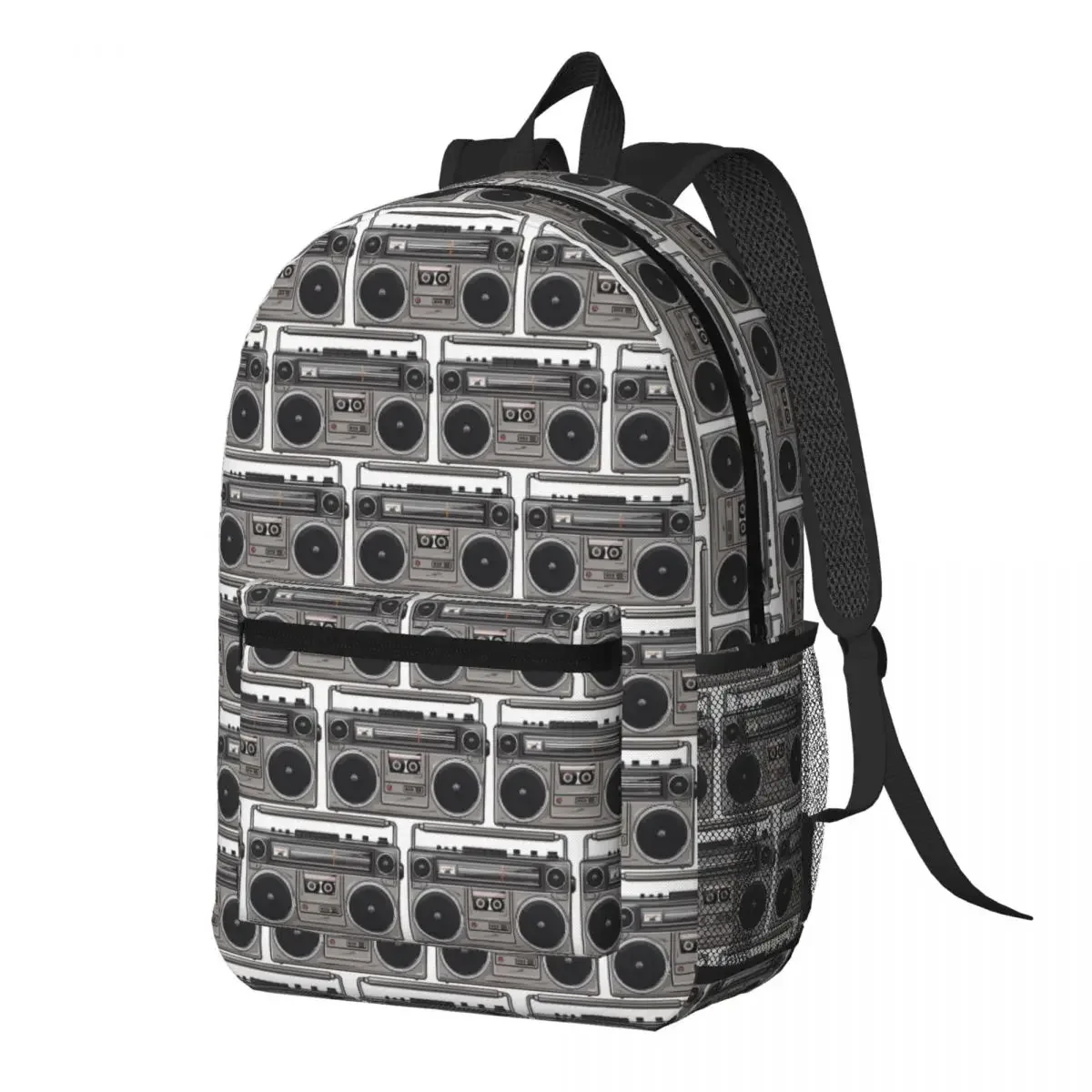 Retro Boombox For Music Recording Backpack Daypack Large Capacity Boys Girls BookBag School Bag Shoulder Bags for Men Women