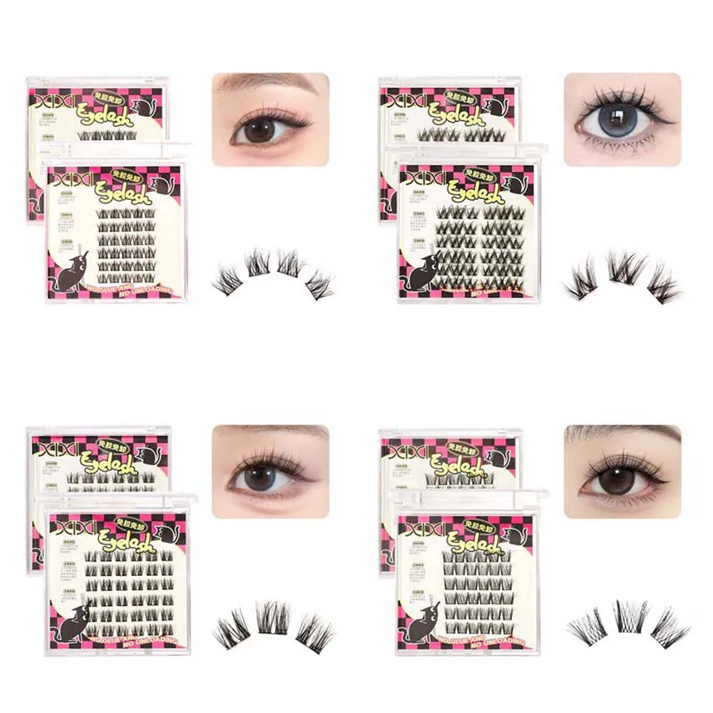 Sztuczne rzęsy bez kleju, segmentowe, do samodzielnego nakładania, krzyżowane, pojedyncze kępki, naturalne, wielokrotnego użytku, przedłużanie rzęs.