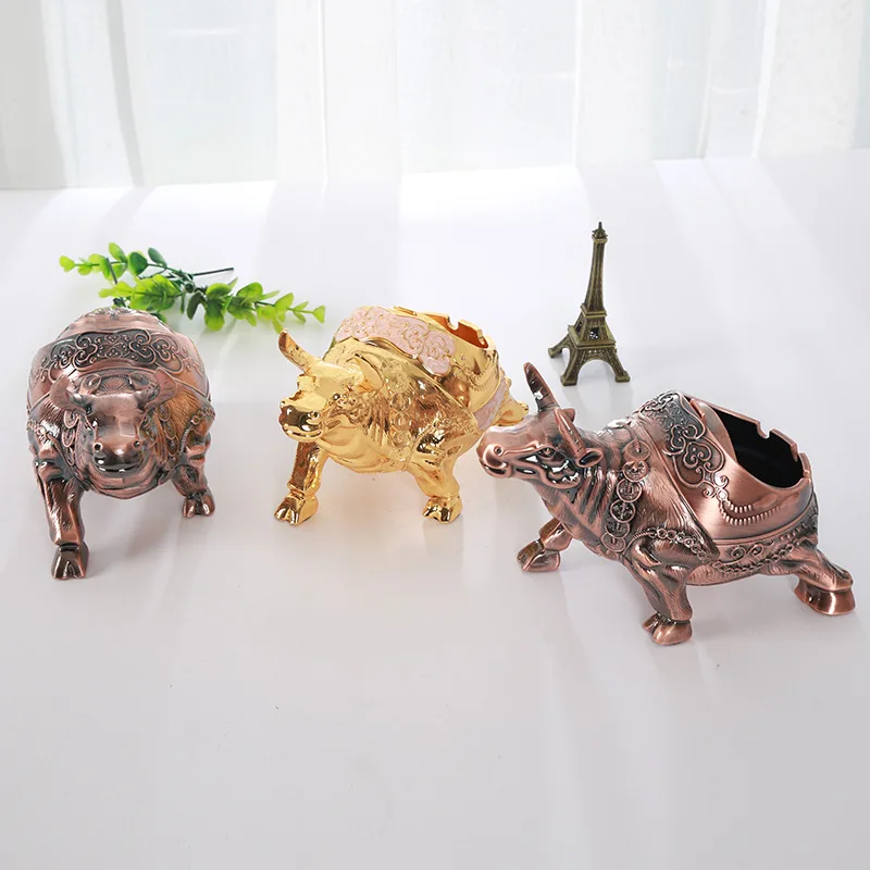 

Bronze Creative Bull Design Ashtray Practical Elegant Home Use Smoke Tray Durable Modern Household Accessories