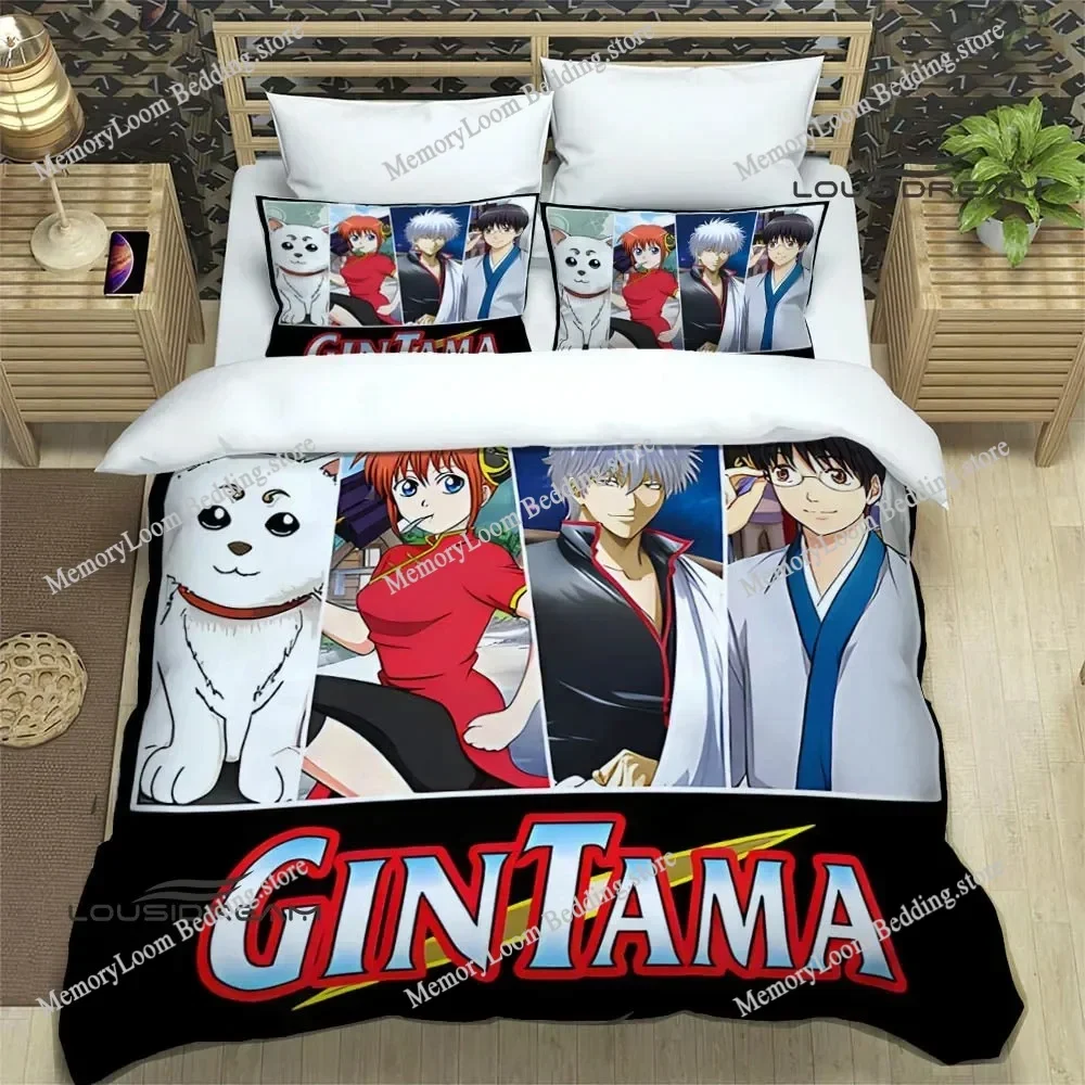 

3D Printing GINTAMA Anime Bedding Set Duvet Cover Bed Set Quilt Cover Pillowcase Comforter king Queen Size Boys Adult Bedding