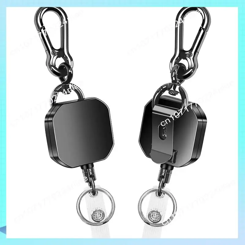 A17Z Keychain Heavy Duty Metal ID Badge Holder Key Reel Carabiner Keychain With Belt Clip