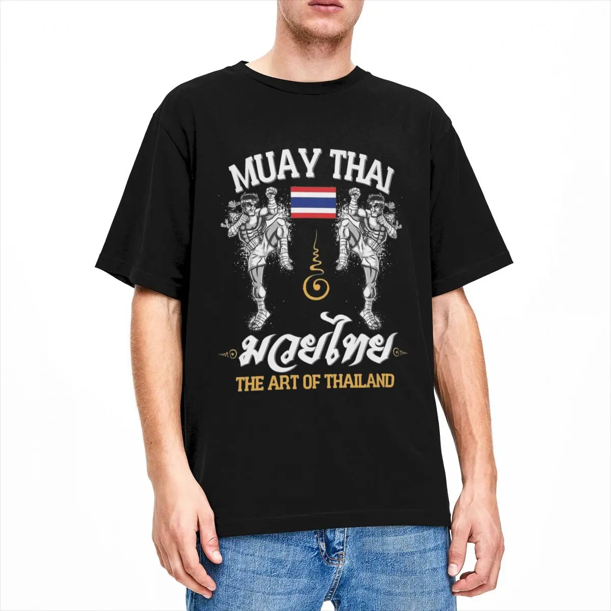 Muay Thai Sak Yant Merch T-Shirt for Men Women Thailand Vintage 100% Cotton Unique Tee Shirts