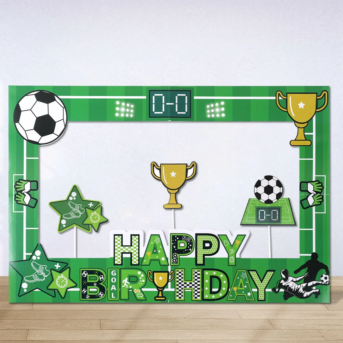 1PC Fußball Thema Foto Requisiten Geburtstag Party Fußball Themen Photo Booth Rahmen für Kinder Jungen Geburtstag Sport Party Dekoration