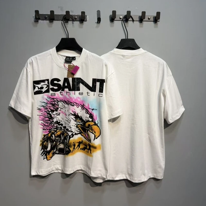 T-shirt graphique décontracté unisexe blanc de haute qualité, style streetwear, avec photo réelle, collection été