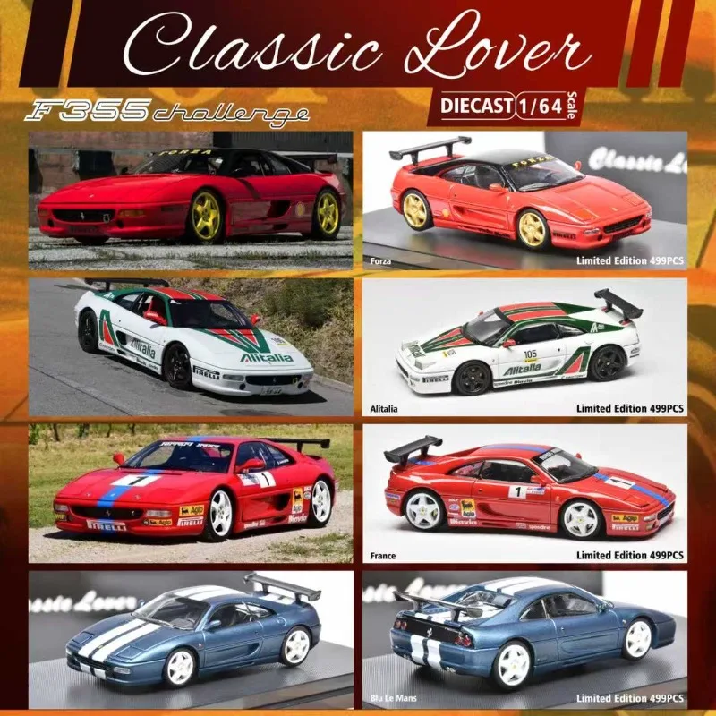 

Модель автомобиля из литого под давлением модели автомобиля из сплава Classic Lover 1:64 Leap Horse F355 Challenge, игрушка для мальчиков, коллекционное украшение для взрослых.