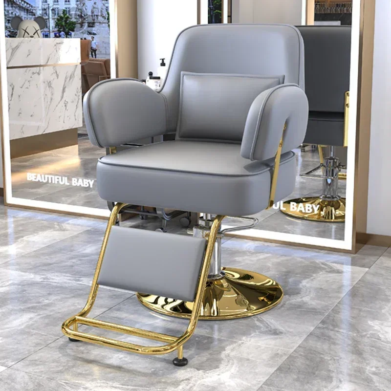Fashionable Grey Barber Chair Glamour Elegant Professional Comfy Hairdressing Chair Chairs Beauty Silla De Barbería Furniture