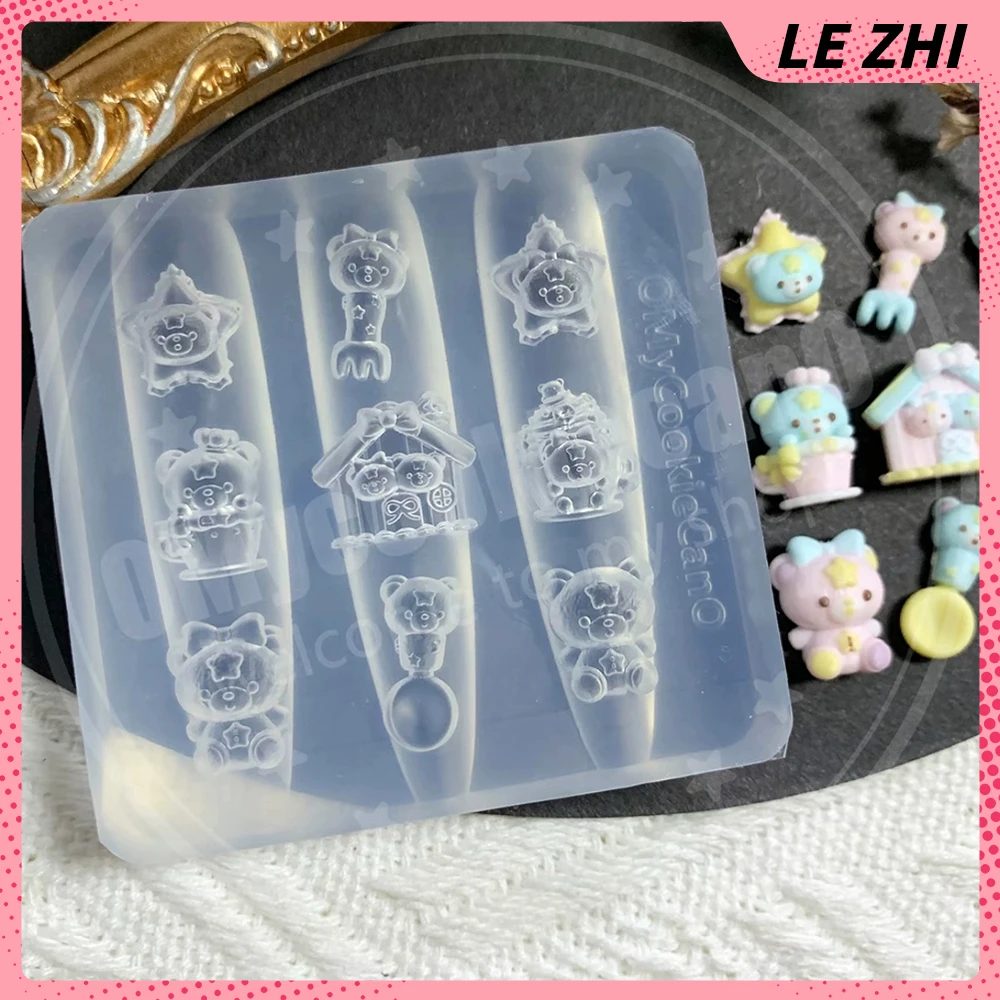 1 unidad de molde de silicona para uñas de dibujos animados de Anime Sanrio Hello Kitty Rilakkuma, conejo Kawaii, oso, perro, serpiente, lazo, caramelo, plantillas para uñas