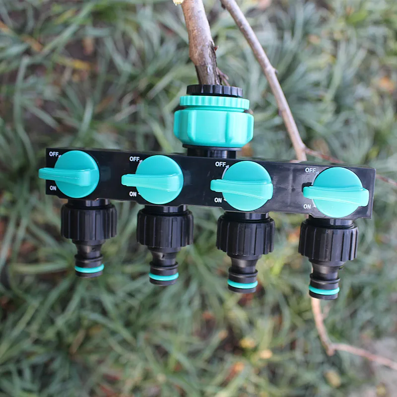 4 way Garden Hose Splitter,Plastic Hose Connector Agricultural Outdoor Water Spigot Faucet with Quick Connector for Irrigation