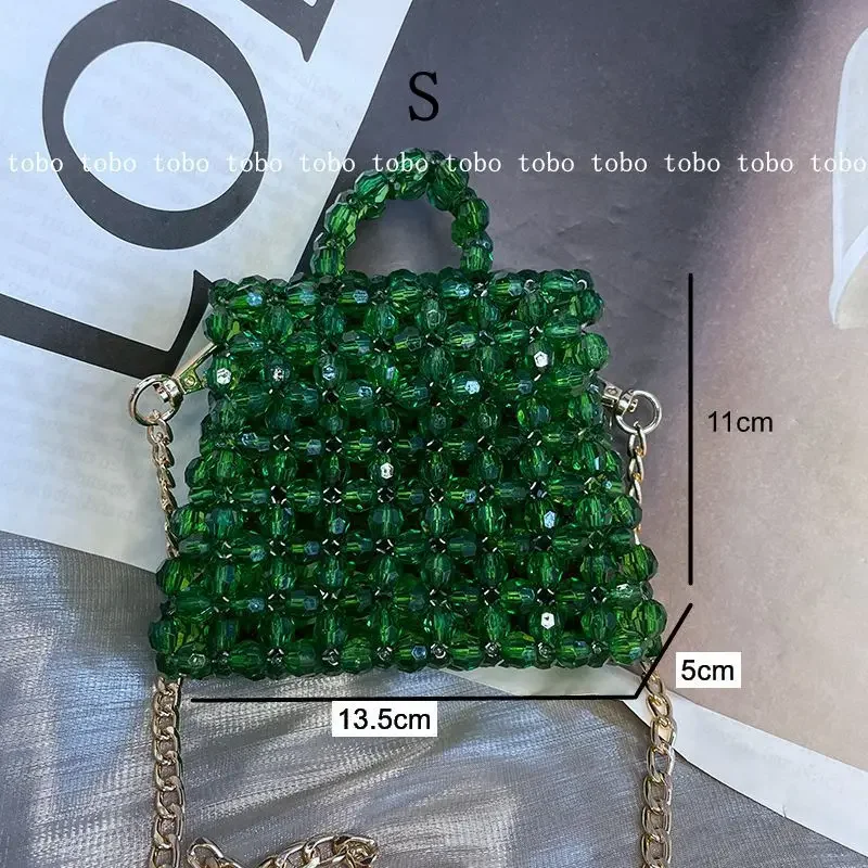 Bead Bag Designer Brand Acrylic Clear Pearl Beaded Box Tote Bag Mini Transparent Handbags Women Bags Designer Party Purses New