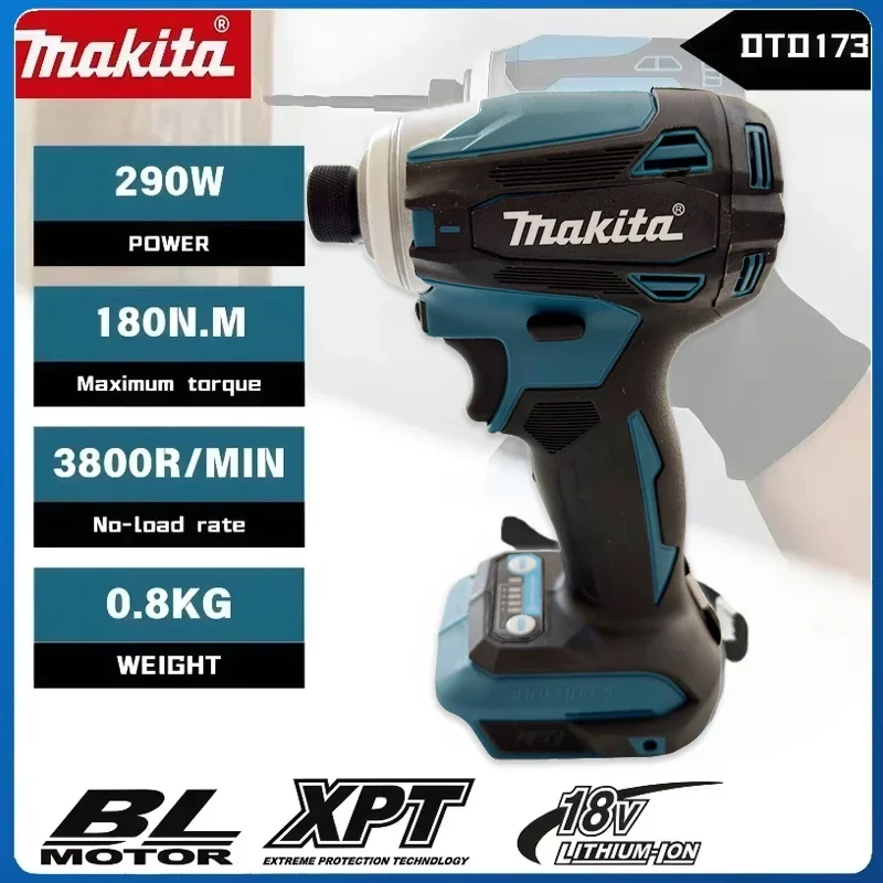 Makita Drill Wood/Bolt/T-Mode For Makita 18V DTD173 1800rpm Cordless Impact Driver 180Nm Brushless Motor Electric