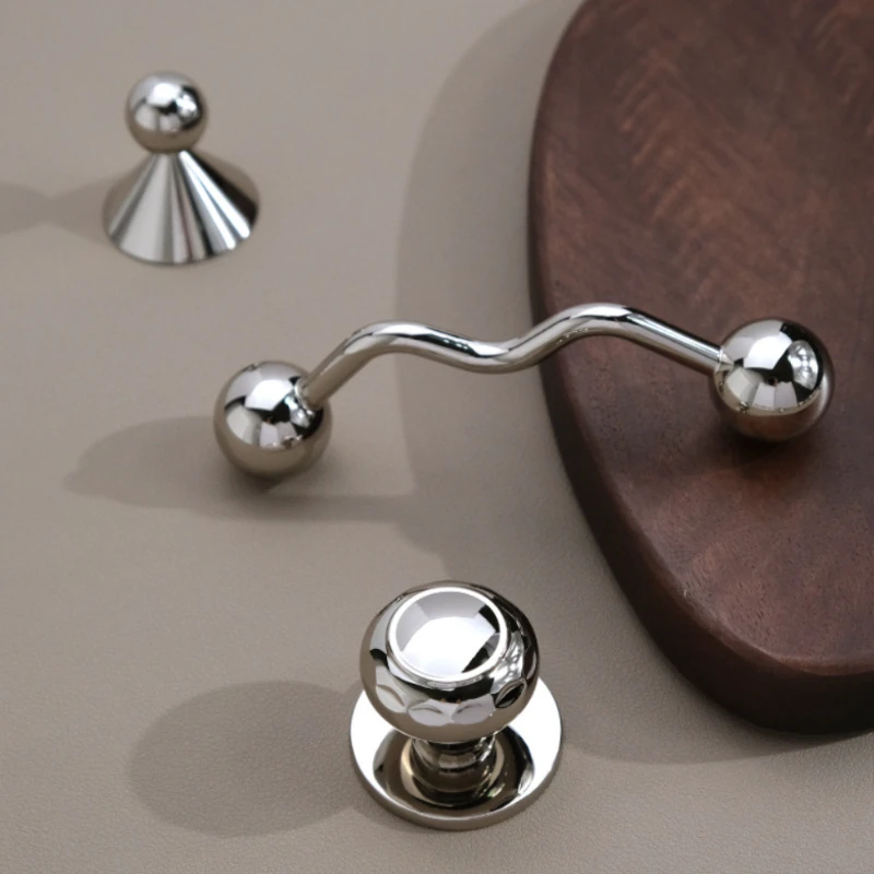 Titanium Silver Single-Hole Cabinet Pull Handle Minimalist Wardrobe Dressing Table Door Handle Furniture Hardware Cabinet Knob