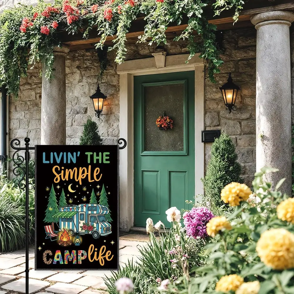 Livin' The Simple Camp Life Garden Flag Gifts for Family Friends yyi