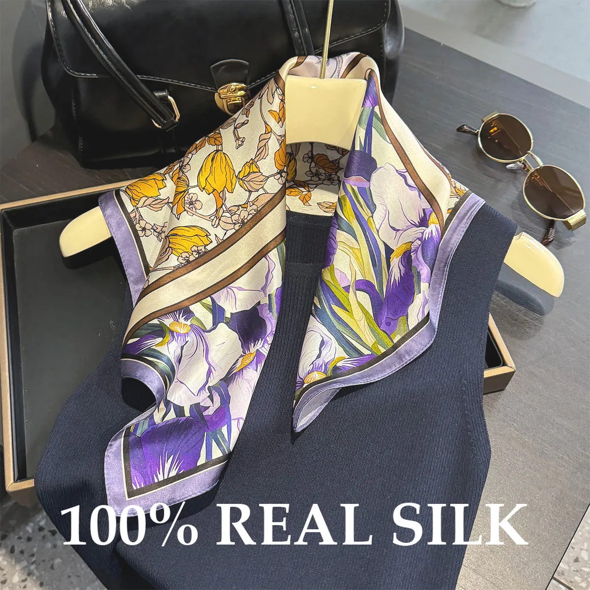 

100% натуральный шарф из натурального шелка, женские квадратные шарфы, платок из шелковицы, модный роскошный хиджаб, платок, бандана, пончо из пашмины