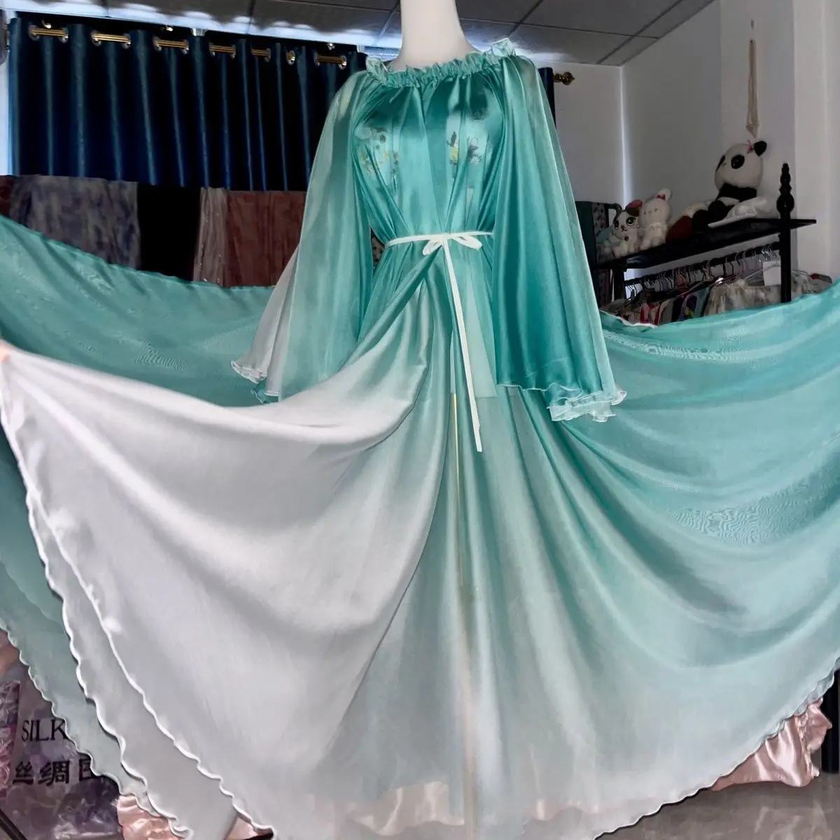 

Gradient Women Tulle Voile Long Dress Loose Maxi Dress Pullover Elegant Dresses Sleeping Wear