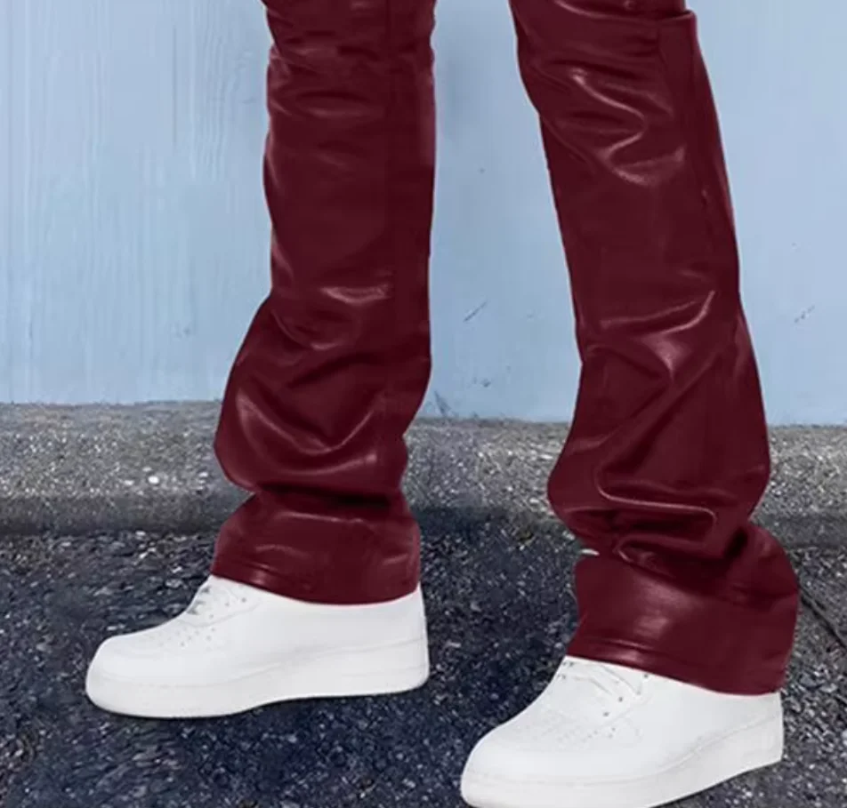 

Мужские готические брюки в стиле стимпанк из искусственной кожи, черные, для мотоциклистов, в стиле рок-н-ролл, узкие, больших размеров