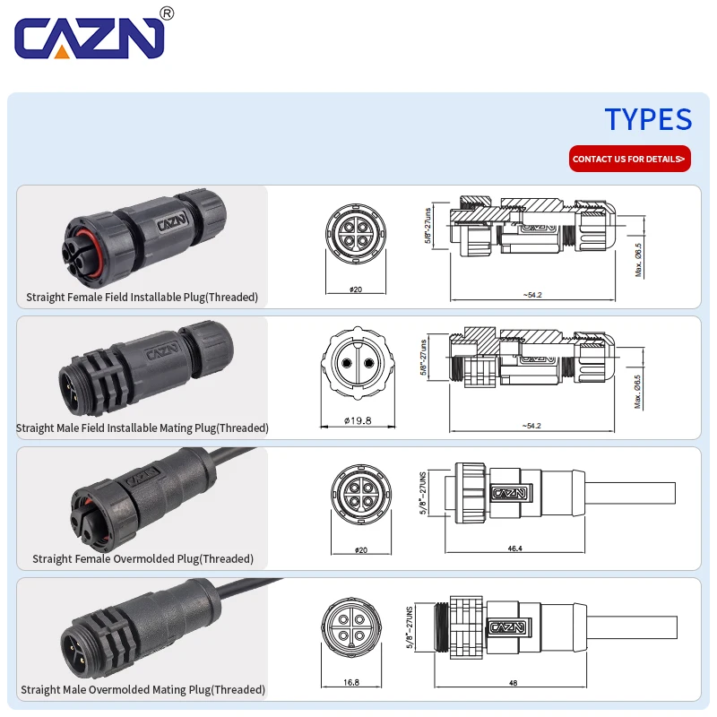 E10 Threaded Unshielded Overmolded Plug Male Female 2-4 Pin B-Code 1/2/5m PVC Cable IP68 for Outdoor Communication & Monitoring