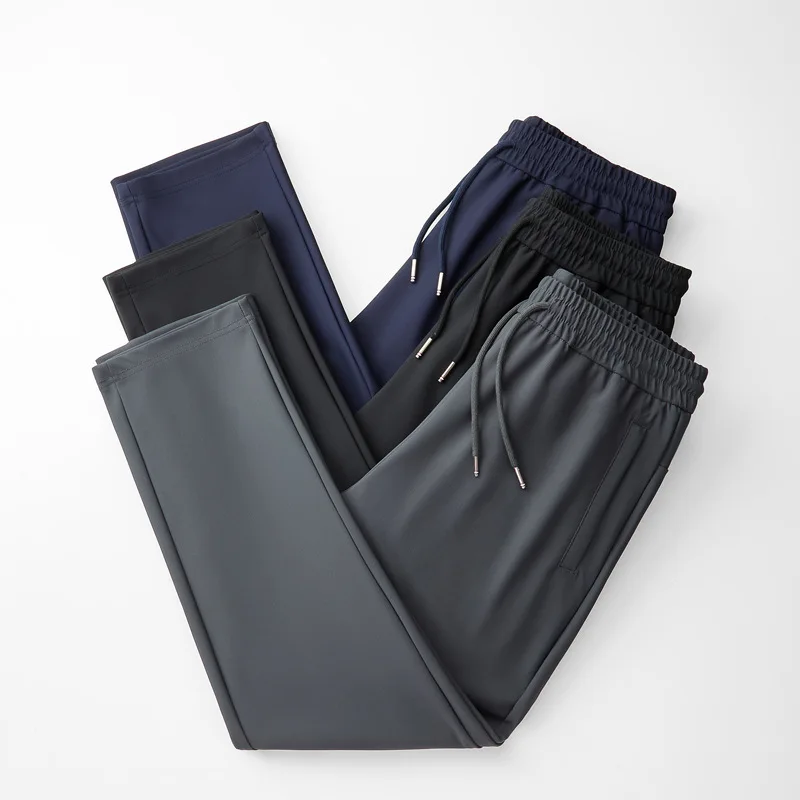 2025 جديد الخريف السراويل المستقيمة للرجال سراويل تقليدية عصرية ومتعددة الاستخدامات بنطلون الأعمال سستة جيب Sweatpants