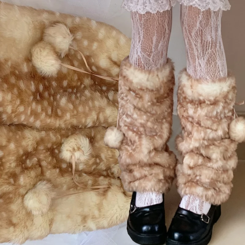 

Набор теплых плюшевых носков-чулок Lolia из искусственного меха (20/25/30/40 см) с узором «Олень» для осени и зимы, подарок