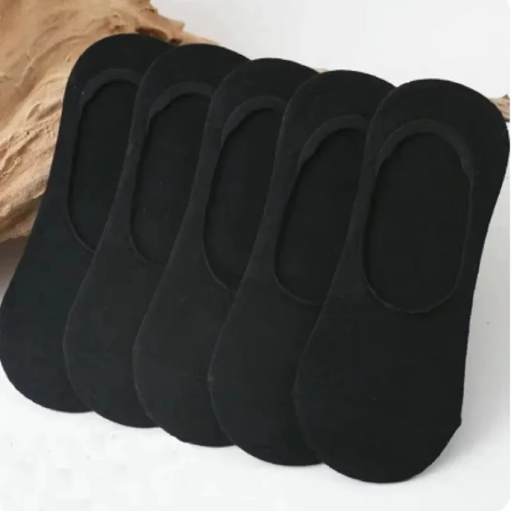 5/10pairs Invisible Socks for Men Ankle Short No Show Low Cotton Black White Non-slip Silicone Summer Thin Sock Breathable image 2