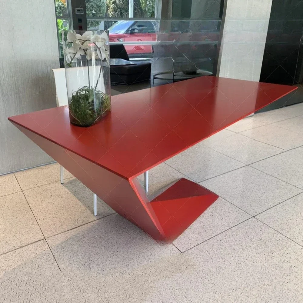 Red Corporate Desk Italian Staff Manager Desk Stylish and Modern