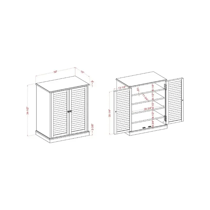 Armoire à chaussures fermée à 5 étagères expresso