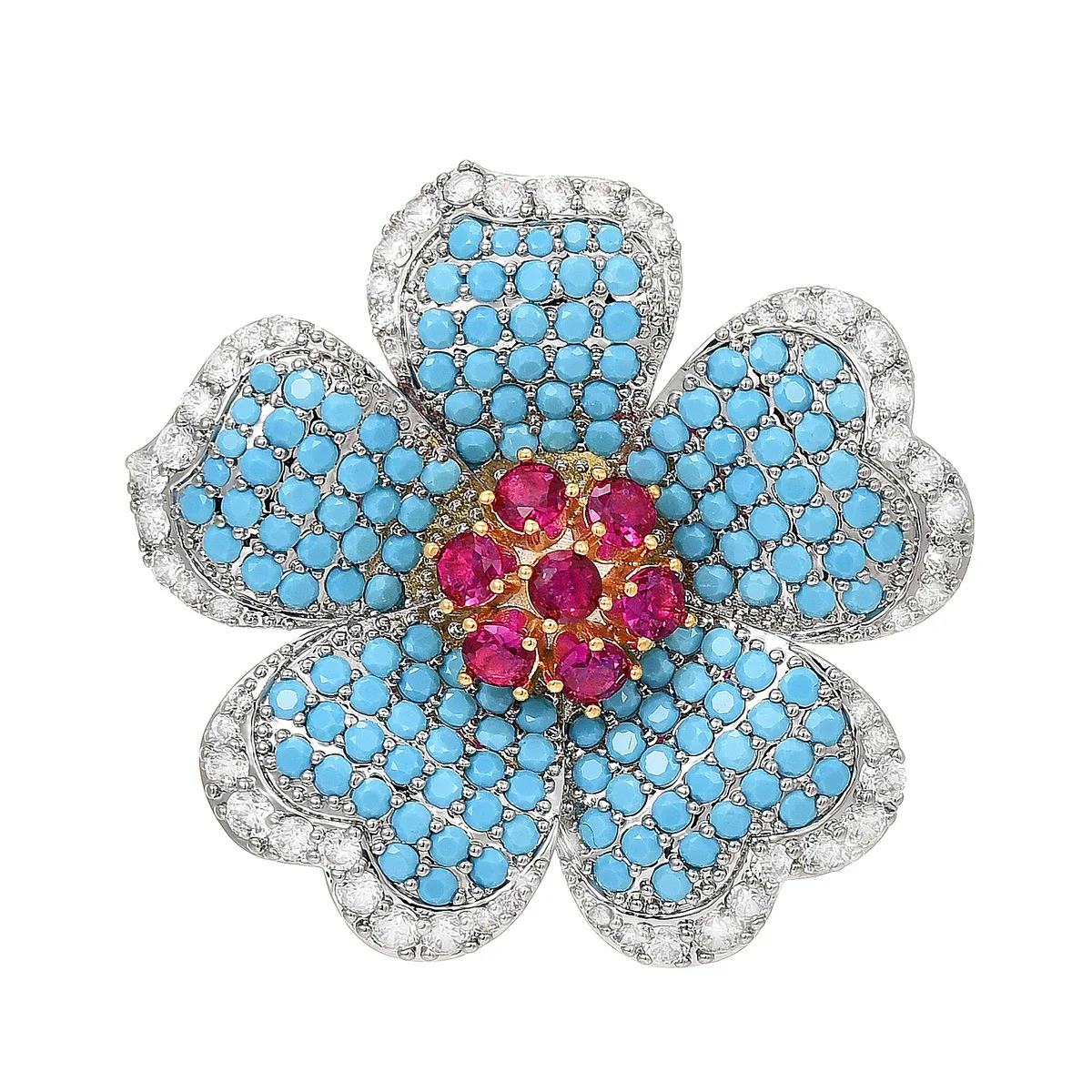 

Beauty Luxury Brass Flower Crystal Brooch with Cubic Zirconia Clothing Accessories