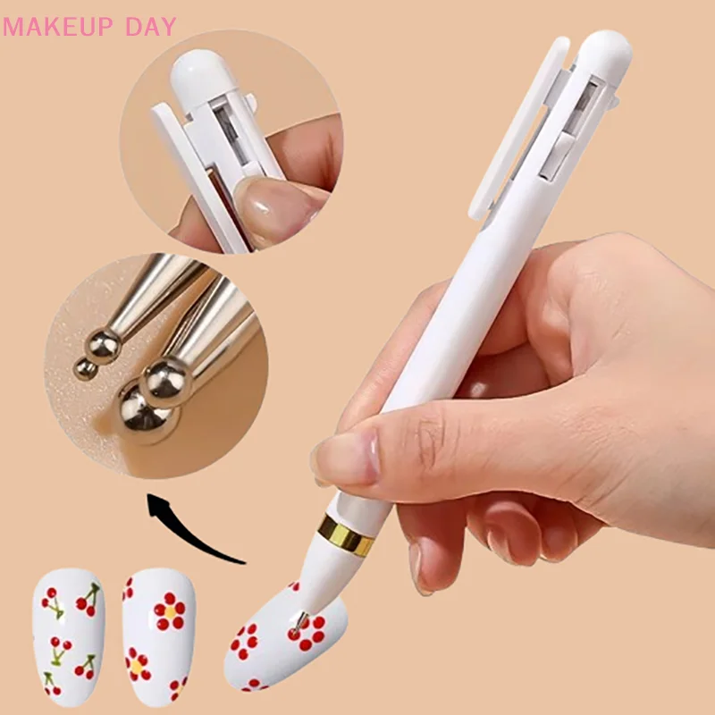 Stylish Nail Point Diamond Pen 4-In-1 Embellishment Rotating Nail Point Diamond Pen Press And Drill Design Tool For DIY Nail Art