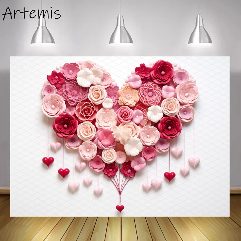 

Valentine's Day Backdrop Heart Red Pink Rose Monochromatic Palette Color Gradient Kid Birthday Portrait Background Photo Studio