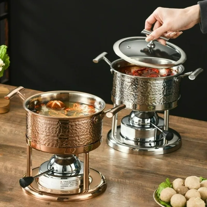 Large Capacity 304 Stainless Steel Hammered Single Hot Pot Induction Gas Stove All-Purpose