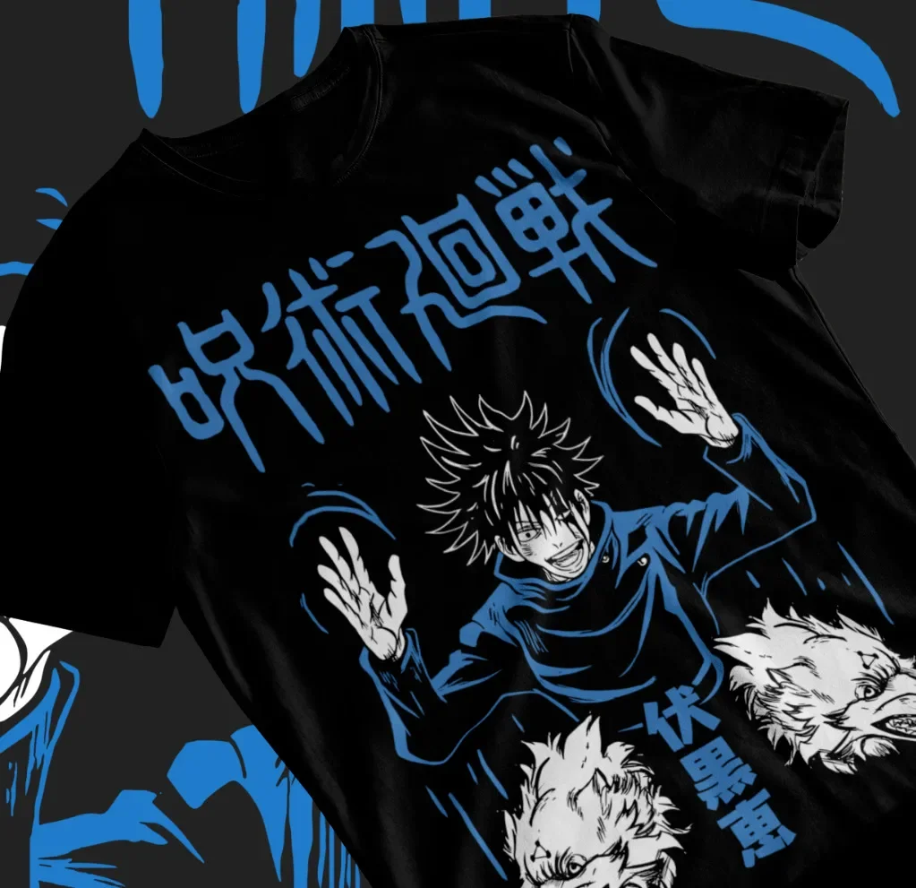 Megumi Fushiguro T-Shirt Jujutsu Kaisen Divine Dogs Satoru Shinigami Soft Tee