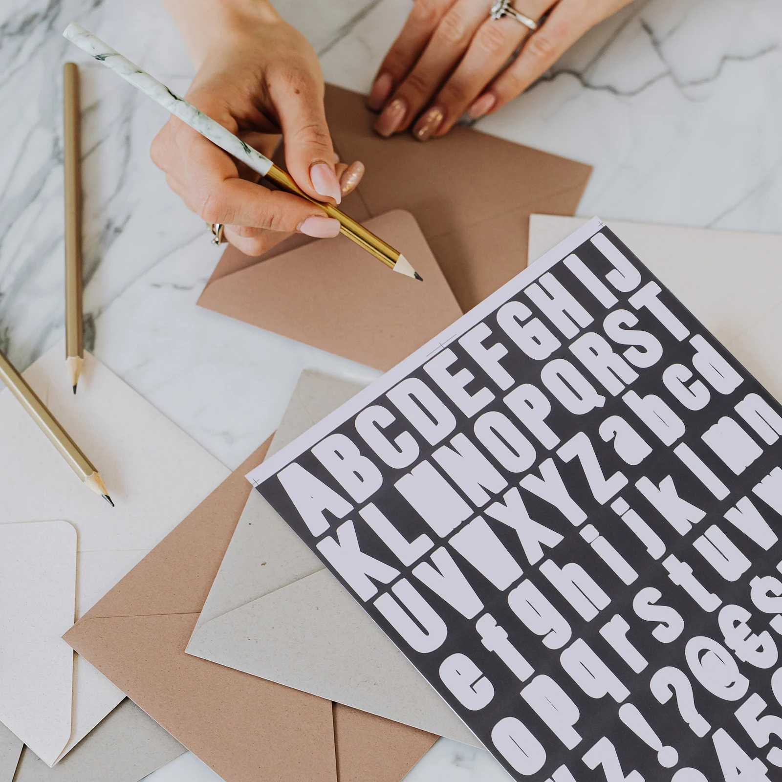 

10 Sheets Self-Adhesive Not Sticking Labels Waterproof Stickers Letter Symbols Home Address Office Signs Crafts Scrapbooking