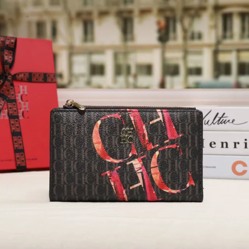 CH New Fashion Simple Card Holder Bag Luxury Brand Printed Women's Long Wallet Vintage Classic PVC Material