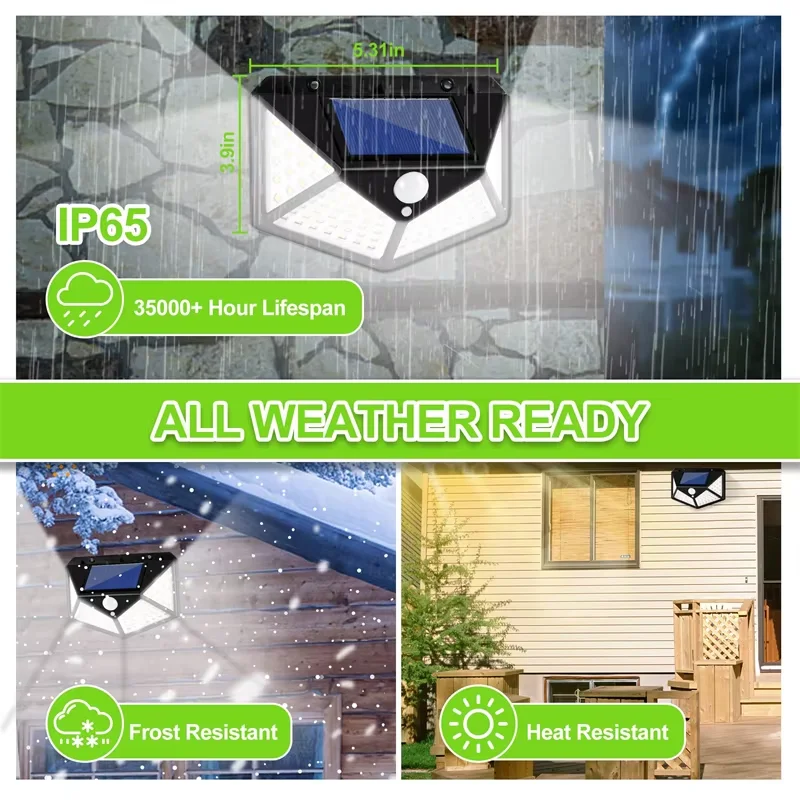 Multifunctional Solar Lamp Outdoor Garden Decoration Solar LED Light Waterproof Sunlight Powered Spotlight with Motion Sensor