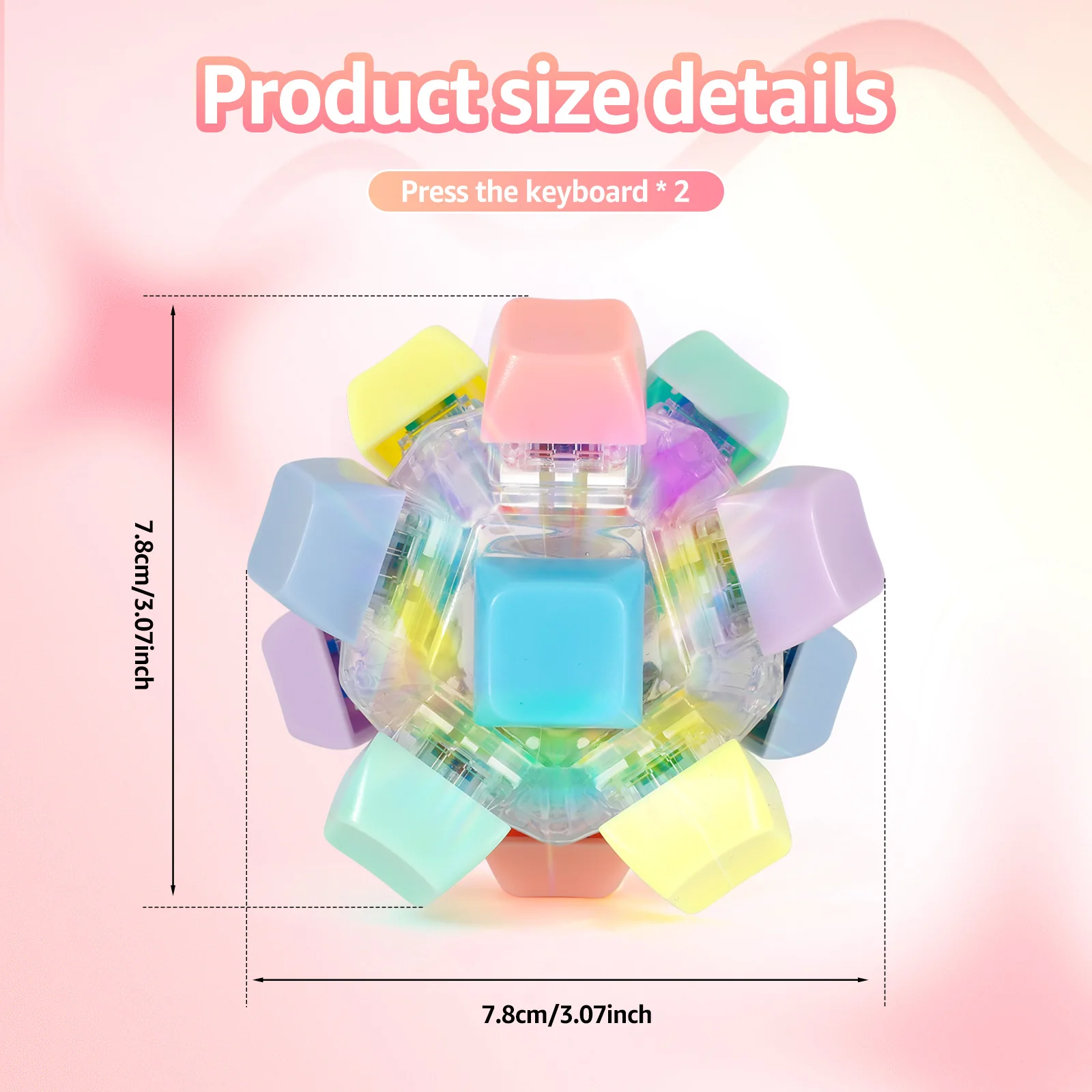 2Pcs Keyboard Fidget Toys 12 Key Light Up Clicker Sensory Toy Muti in 1 Stress Relief Button Keychain Fingertip Clicker Pendant