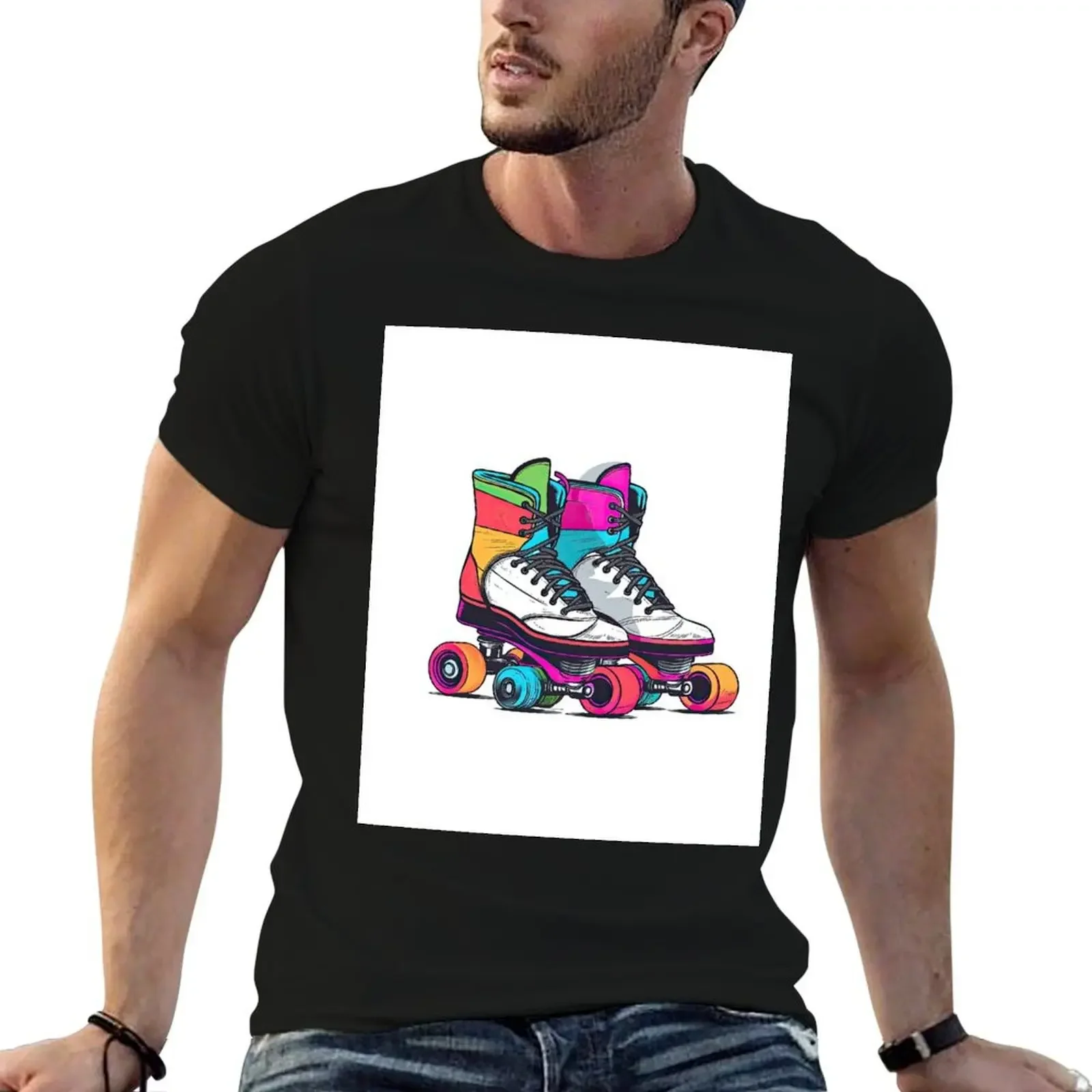 Roller Skates - Retro Rollers: 80s Skate Vibes T-Shirt essential t shirt boys whites rapper graphic tees workout shirts for men